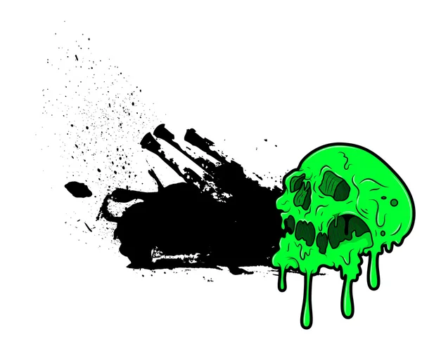 Skrupelloses Grunge-Halloween-Totenkopf-Banner — Stockvektor