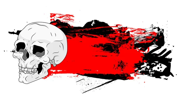 Gruseliges Totenkopf-Halloween-Grunge-Banner — Stockvektor