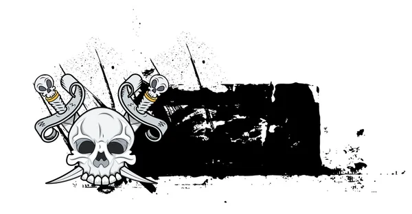 Cráneo de Halloween con espadas Grunge Banner — Archivo Imágenes Vectoriales