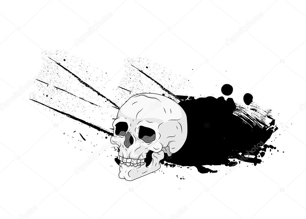 Halloween Skull Grunge Vector Banner