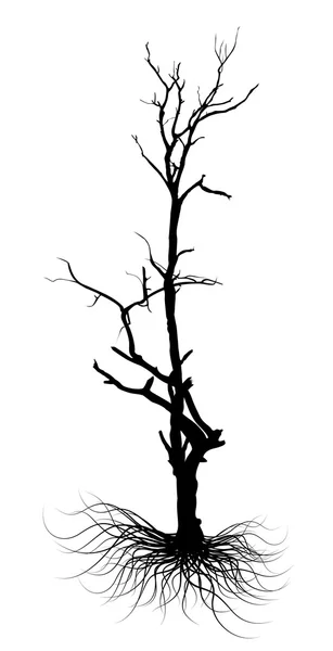 Silhouette d'arbre mort de forme noire — Image vectorielle