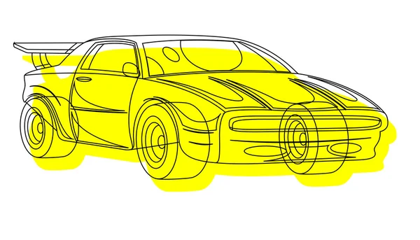 黄色のスポーツ車図面 — ストックベクタ