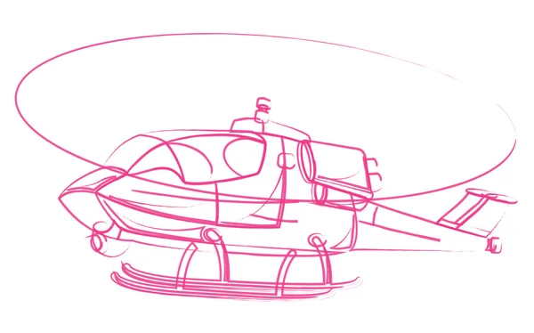 飛行のヘリコプターの図面 — ストックベクタ