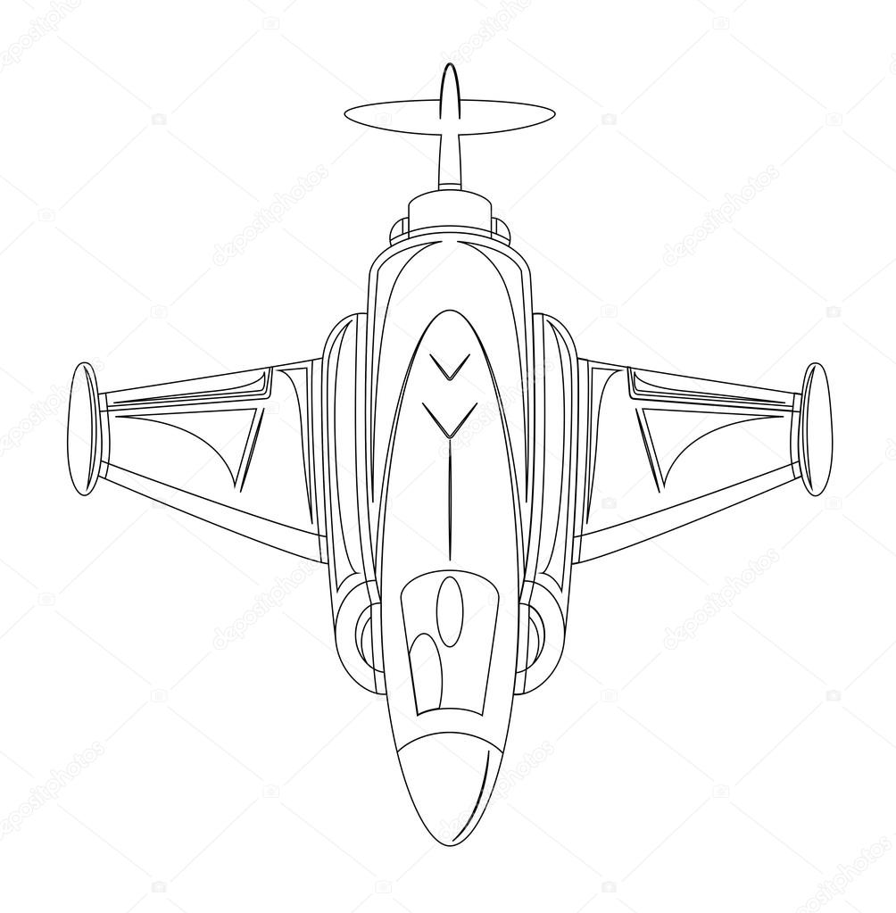 Retro Fighter Plane Drawing