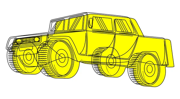 古代的吉普车矢量素描 — 图库矢量图片