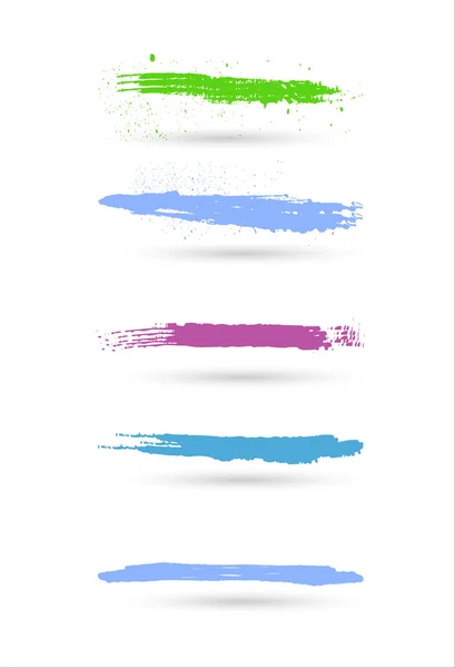 Colorful Brush Strokes Set Vector — Stock Vector