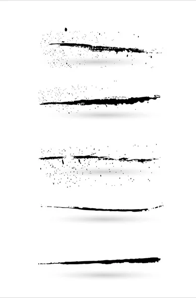 Black Brush Strokes Set Vector Illustration — Stock Vector