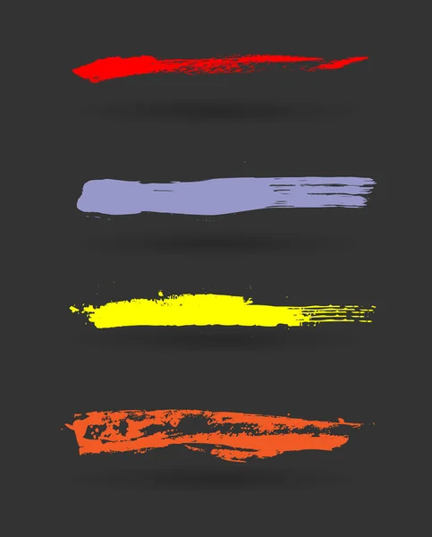 Sucio colorido Grunge Strokes Vector Elementos — Vector de stock