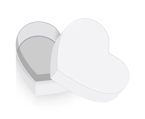 Caja blanca corazón abierto — Vector de stock