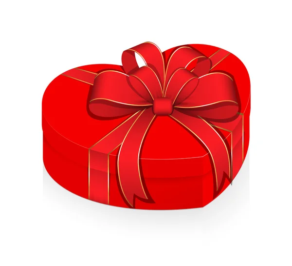 Valentine Heart Box Wrapped with Ribbon Bow — Stock Vector