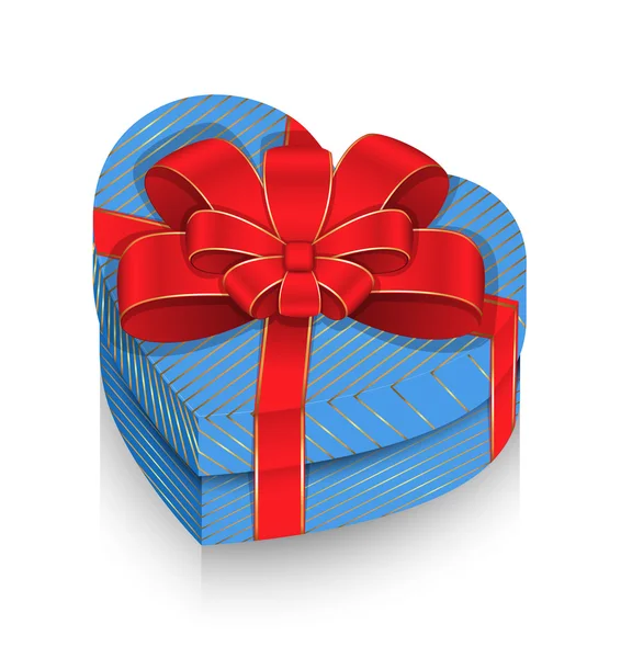 Caja del corazón envuelta con cinta — Vector de stock