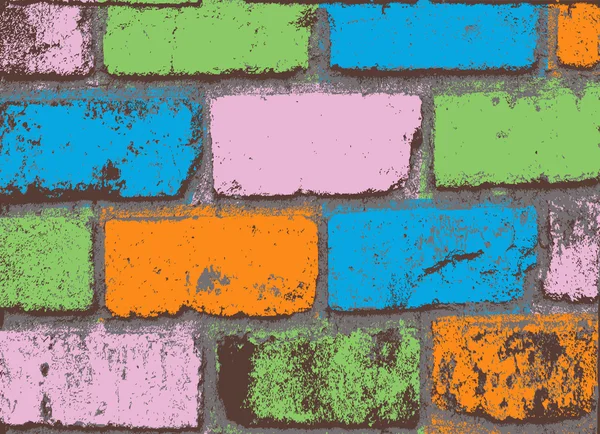 Colorful Grunge Bricks Pattern — Stock Vector