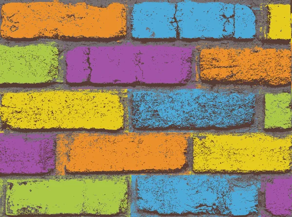 Mur de briques grunge coloré — Image vectorielle