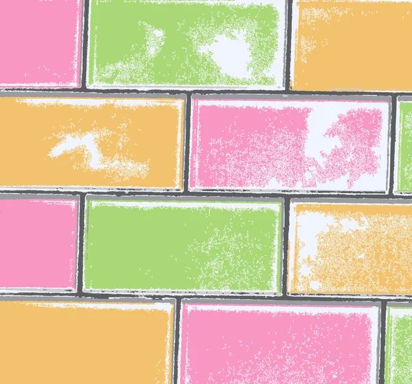 Abstrakte Grunge farbige Ziegel Muster Wand — Stockvektor