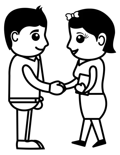 Handshake - Oficina y gente de negocios Personaje de dibujos animados Vector Ilustración Concepto — Archivo Imágenes Vectoriales