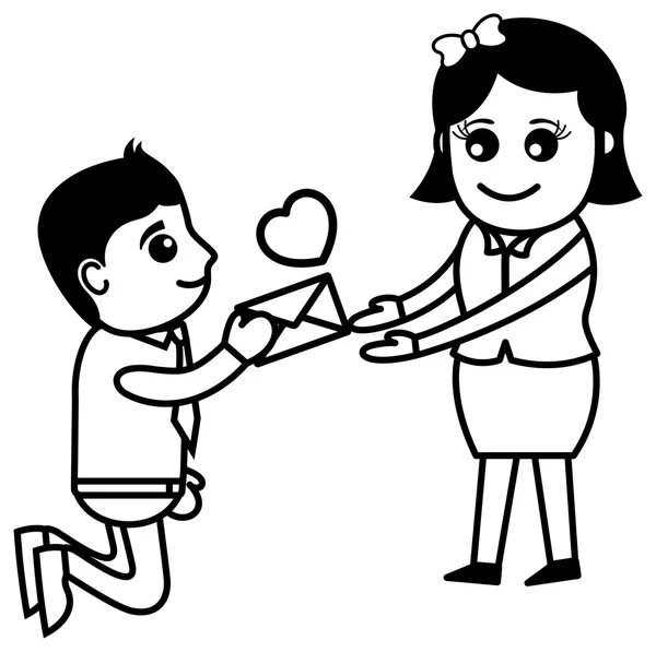 Proposing Girlfriend - Office and Business People Cartoon Character Vector Illustration Concept — ストックベクタ