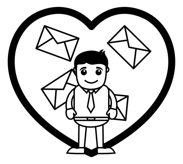 Love Letters - Office and Business People Cartoon Character Vector Illustration Concept — Διανυσματικό Αρχείο