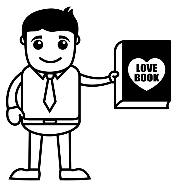Amore libro - Ufficio e uomini d'affari Cartoon Character Vector Illustration Concept — Vettoriale Stock