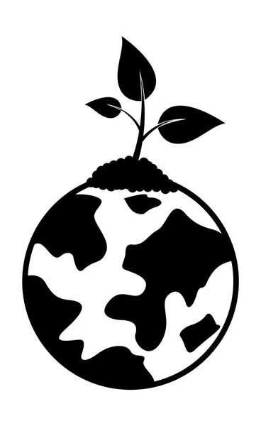 Planta minúscula crescendo na Terra Ilustração vetorial —  Vetores de Stock