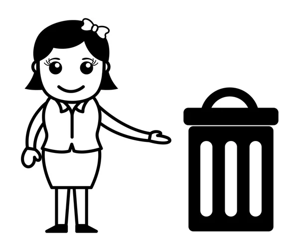 Frau mit Mülleimer — Stockvektor
