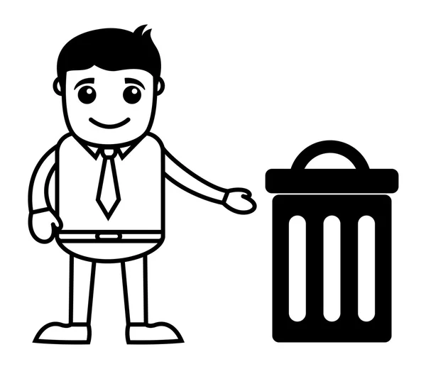 Mann mit Mülleimer-Vektor-Illustration — Stockvektor