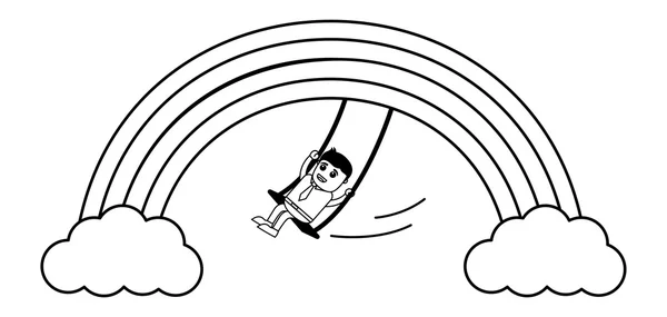 Homme balançant sur le vecteur arc-en-ciel — Image vectorielle