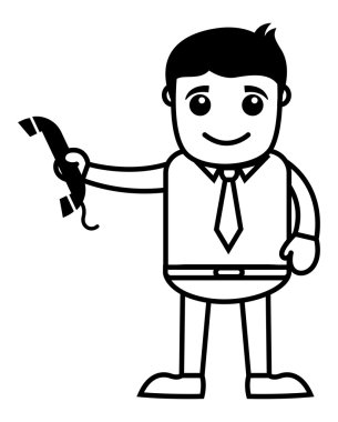 Telefon alıcı - vektör çizim sahip adam