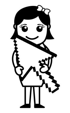 Bir piksel ok - vektör çizim tutan kız