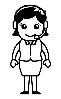 yardım hattı kavramı - kulaklık ile kadın - vektör çizim