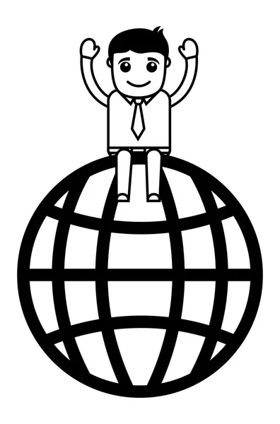 Man on Globe - Vector Illustration — Stock Vector