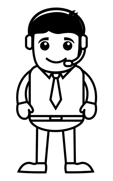 Man met hoofdtelefoon - helpline concept - vectorillustratie — Stockvector