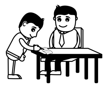 anlaşması imzaladı - karikatür office vektör çizim