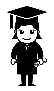 Lisansüstü kadın - karikatür office vektör çizim
