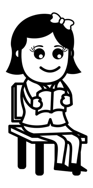 Woman Reading - Cartoon Office Vector Illustration — Stock Vector