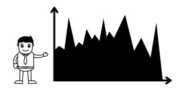 Ekonomi grafik - iş karikatür karakter vektör gösterilen adam
