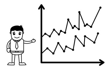 Grafik - iş karikatür karakter vektör sunan adam