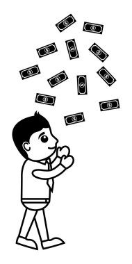 Para yağmur - iş karikatür karakter vektör