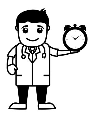 zaman yönetimi - doktor - ofis çizgi film karakterleri