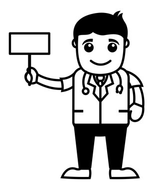 boş billboard - ofis çizgi film karakterleri tutan doktor