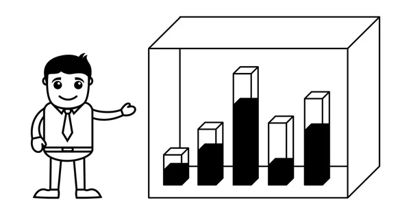 Cartoon Man with Graph - Business Cartoon Character Vector — Stock Vector