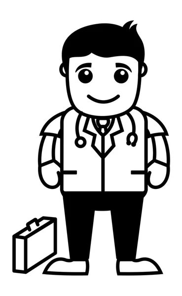 Médico de familia - Personajes de dibujos animados de oficina — Vector de stock