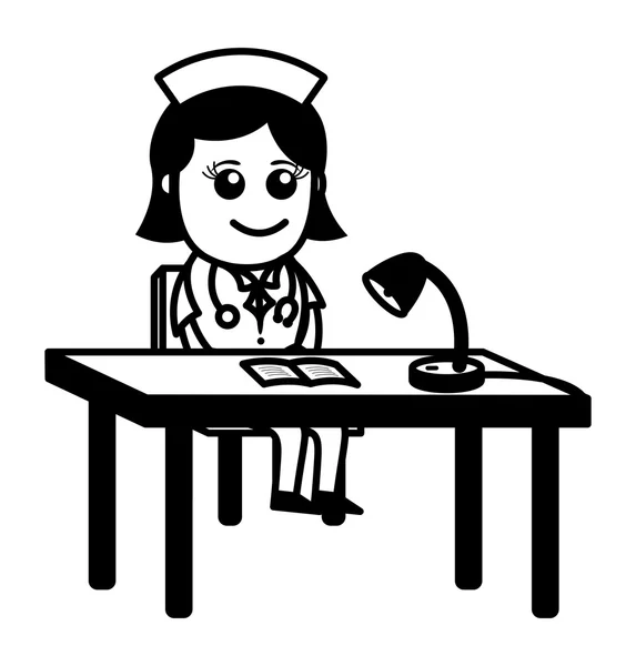 Receptionist nurse - medische stripfiguren — Stockvector