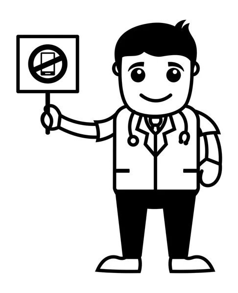 Téléphone portable non autorisé - Personnages de bande dessinée médicale — Image vectorielle