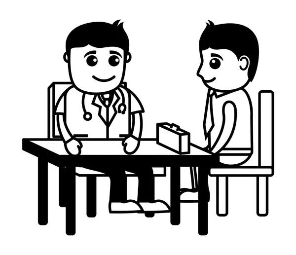 Orvosi tanácsadás - rajzfilmfigurák — Stock Vector