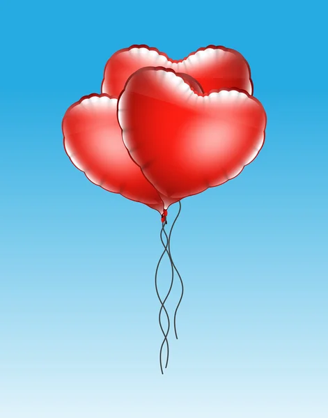 Gökyüzü vektör içinde yüzen Kalp balonlar — Stok Vektör