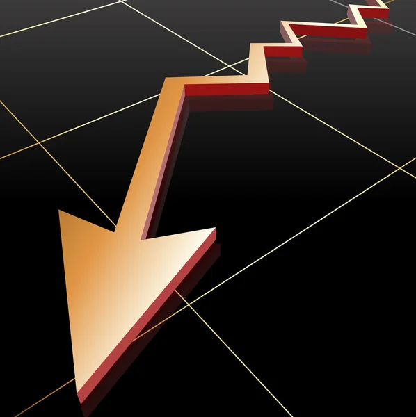 Golden Business diagram pilen går ner — Stock vektor