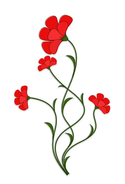 Red Flowers Vector — Stock Vector