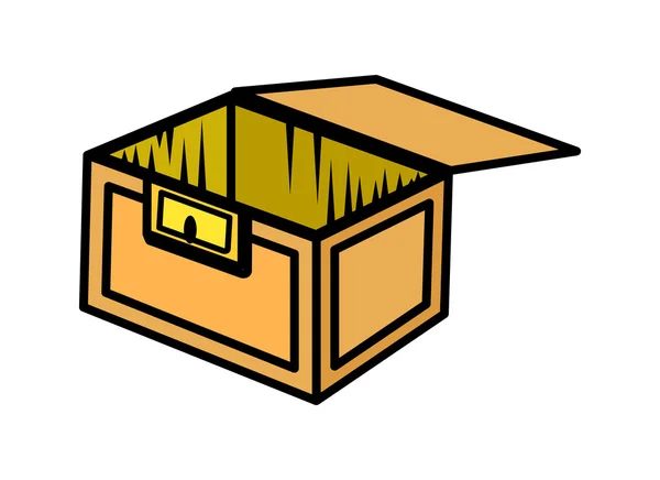 Vector de caja de madera de dibujos animados vacío — Vector de stock