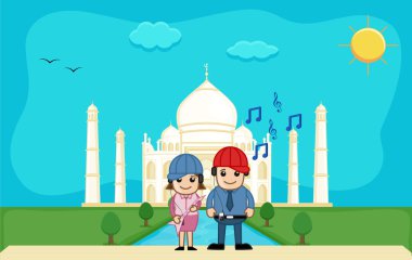 Taj Mahal'ı ziyaret Agra de - serin çift geldi