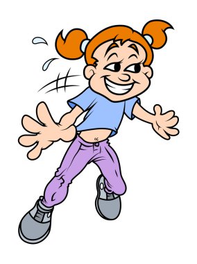 Komik karikatür mutlu kız